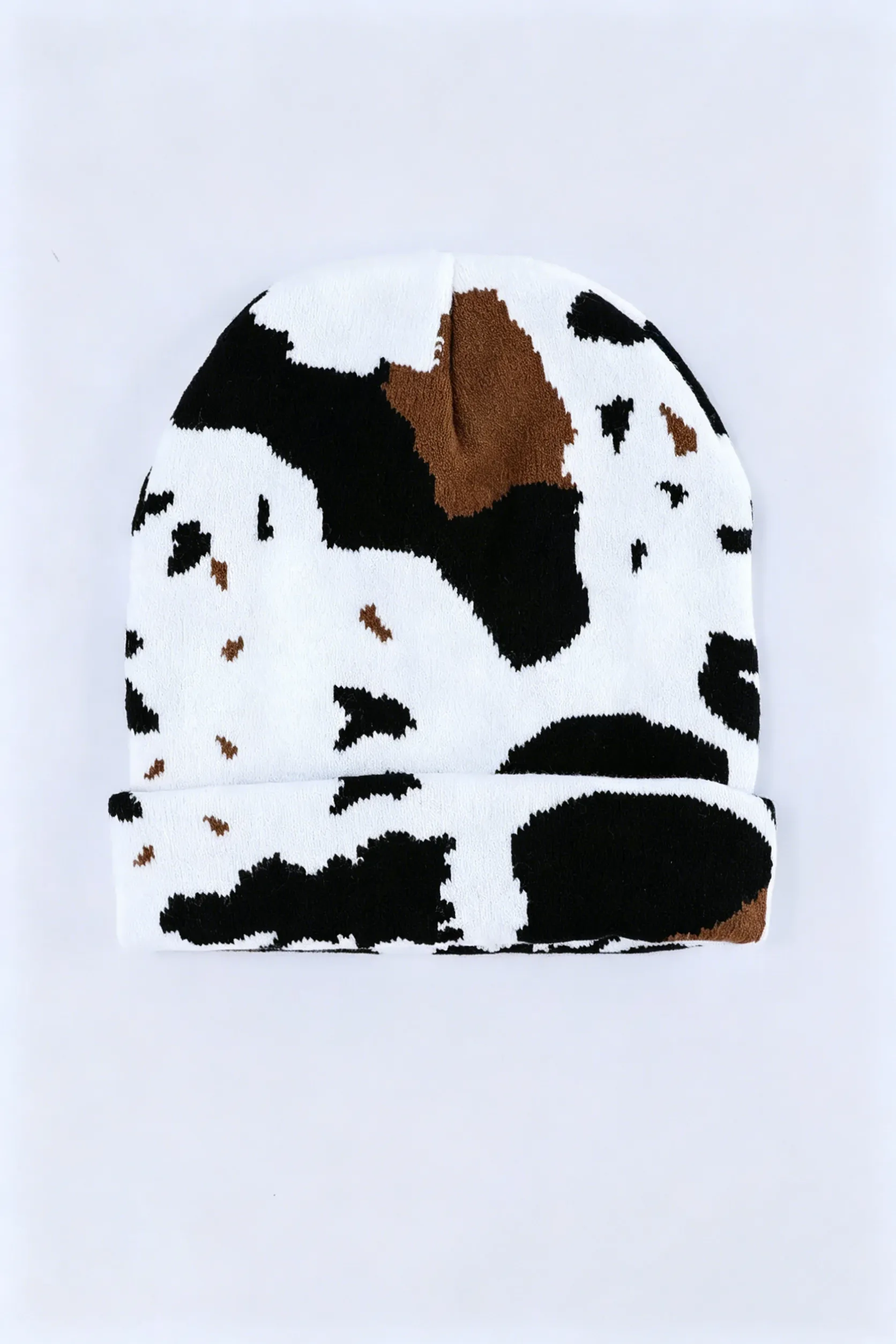 Cow Print Knit Beanie Winter Hat
