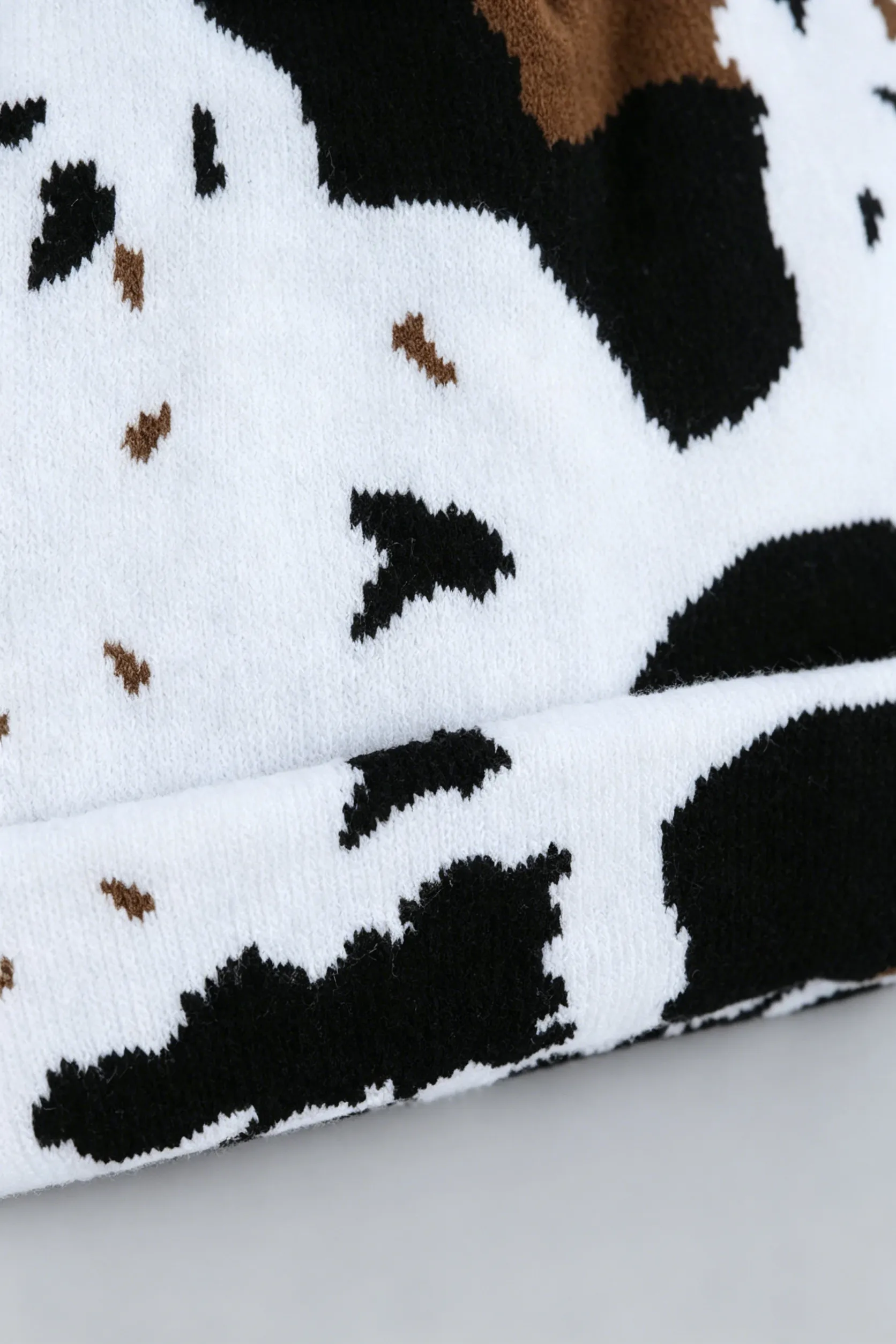 Cow Print Knit Beanie Winter Hat