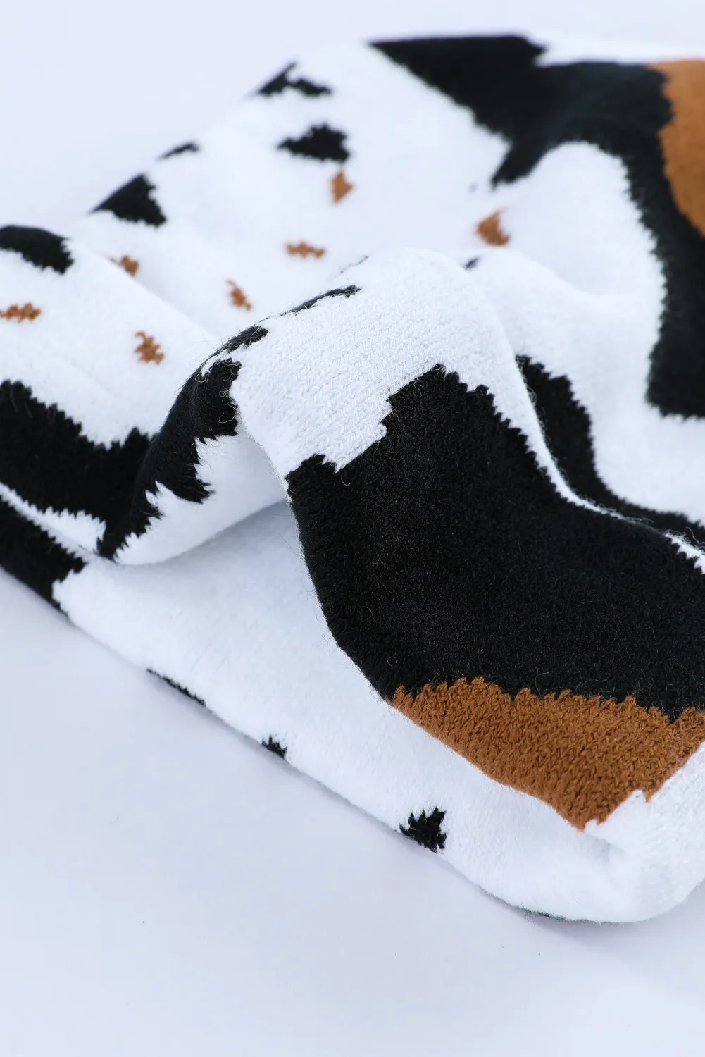 Cow Print Knit Beanie Winter Hat